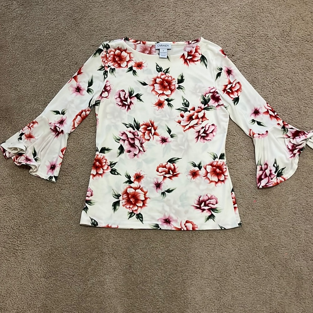 Carmen Marc Volvo brand floral print top size small